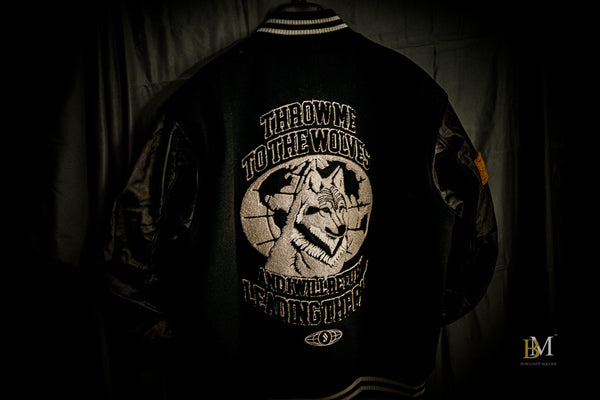 JET JUNO RETURN LEAD WOLF PACK CHENILLE VARSITY JACKET